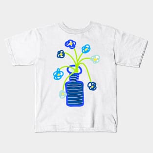 BLUE FLOWERS IN BLUE VASE Kids T-Shirt